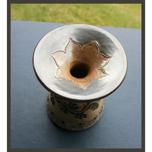 vintage Handarbeit Pottery salt-glazed vase / candle holder signed M. Twist - Picture 2 of 3